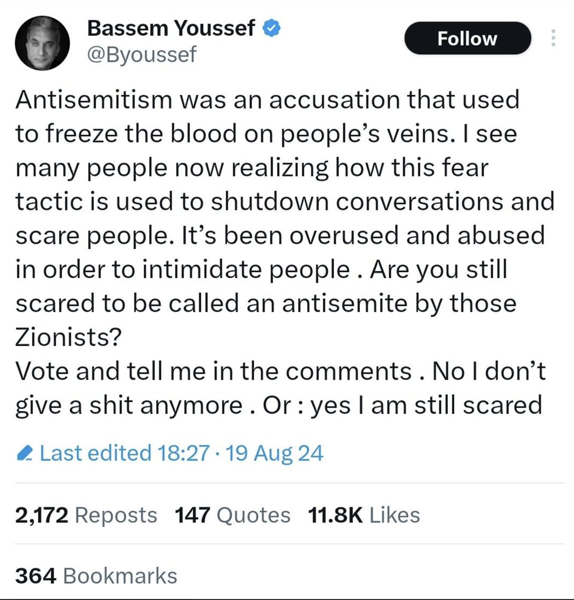 durur7's tweet photo. Bu mu özgür konuşma platformu?  #BassemYoussef 'in @x hesabı siyonistleri kızdırdığı için askıya alınmış.

This is the free speech @elonmusk is talking about

#FreePalestine https://t.co/WMMLTIHG2F