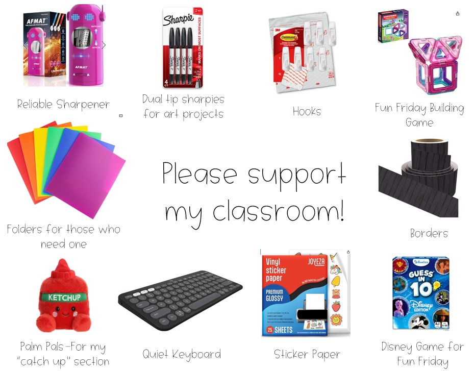 I'm still hoping for some supplies to start this school year! My students start August 26th!   

Drop your list too below and let's repost!    

✨amazon.com/hz/wishlist/ls…✨