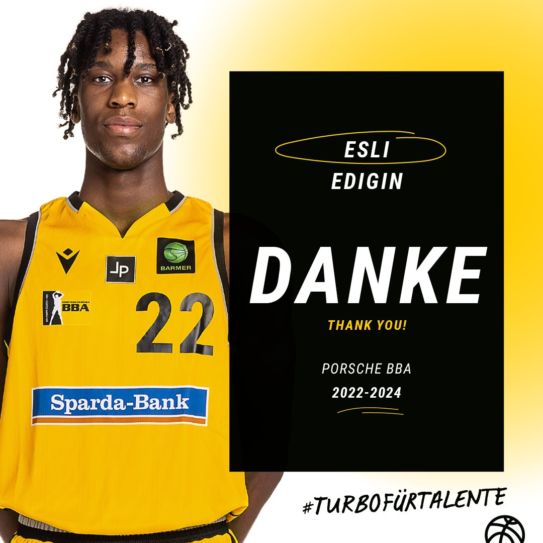 BBA_Ludwigsburg's tweet photo. 💛👋🏽 | Nach zwei Leistungsträger-Jahren in @dieNBBL und #ProB, inklusive erfolgreich abgelegtem Abitur, steht für Esli #Edigin fortan ausschließlich der Basketball im Mittelpunkt. Für den entsprechend nächsten Schritt wünschen wir alles erdenklich Gute. 𝗗𝗮𝗻𝗸𝗲, 𝗘𝗘! https://t.co/tUUPNW330E