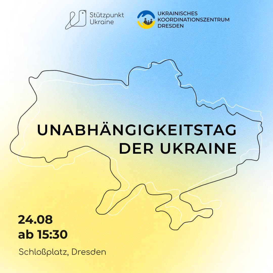 NatalijaBock's tweet photo. Wir laden euch herzlich ein, den Unabhängigkeitstag der Ukraine gemeinsam auf dem Schloßplatz in Dresden zu feiern. 
Programm: 
- Reden von Politikern der CDU, SPD, den Gr��nen und FDP 
- Demonstration mit Umzug 
- Wohltätiger Kuchenbasar mit Musikprogramm 
#StandWithUkraine https://t.co/MQraOPWOml