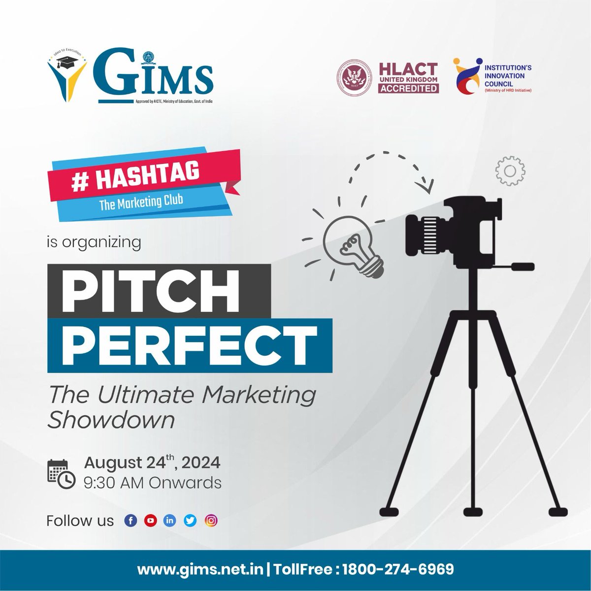 gims_net_in's tweet photo. Hashtag - The Marketing Club of GIMS, Greater Noida/Delhi-NCR, presents "Pitch Perfect: The Ultimate Marketing Showdown" on August 24, 2024. PGDM students will create Reels and present their 4 P's. Stay tuned!
#GIMS #GreaterNoida #PGDM #DelhiNCR #GIMSians #IdeatoExecution https://t.co/2Ezbb4axPq