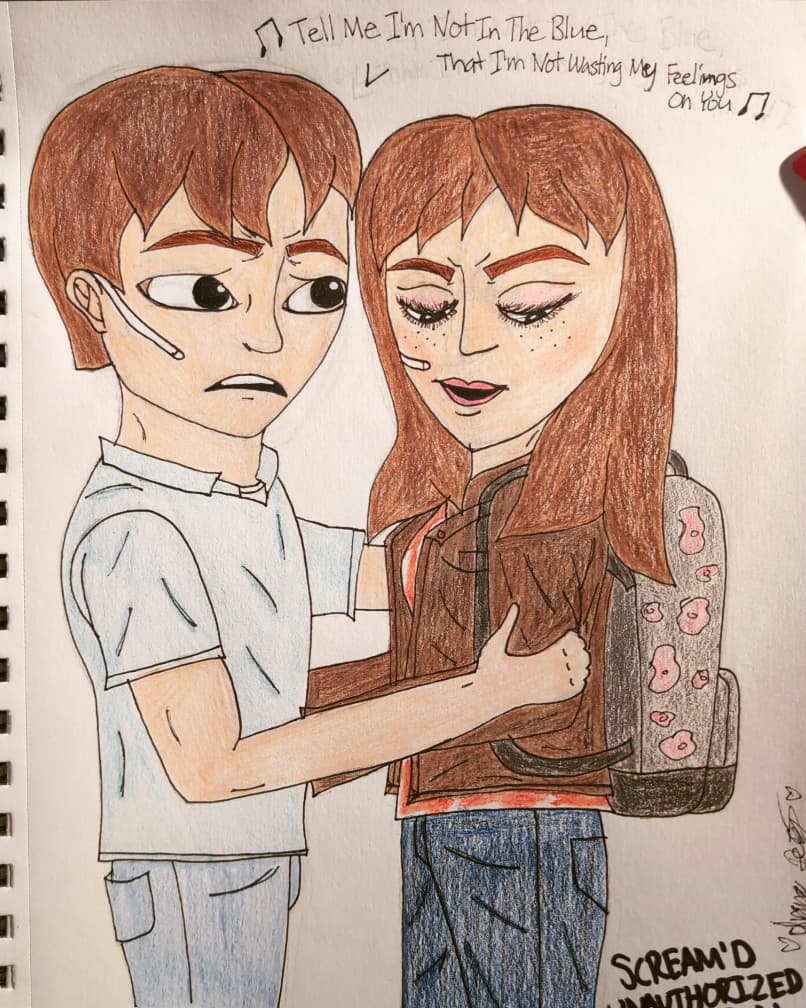 Princess_Ivana1's tweet photo. Drew Another Amazing Portrait of @_RayWinters_ &amp; Liz Harper as Billy Loomis &amp; Sidney Prescott in @screamdmusical 
#screamd #portrait #fanart https://t.co/wqvA0D0JBf