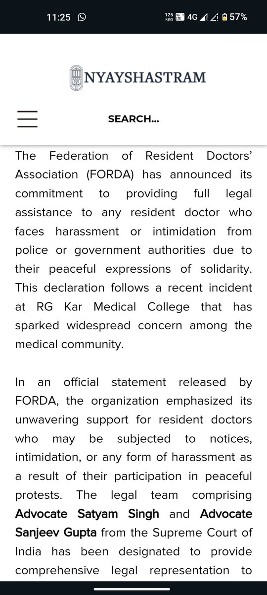 Dr. Meet Ghonia (@drmeet_ghonia) on Twitter photo FORDA <a href="/FordaIndia/">FORDA INDIA</a> has announced its commitment to providing full legal assistance to resident doctors.
nyayshastram.com/post/forda-ple… FORDA <a href="/FordaIndia/">FORDA INDIA</a> has announced its commitment to providing full legal assistance to resident doctors.
nyayshastram.com/post/forda-ple…