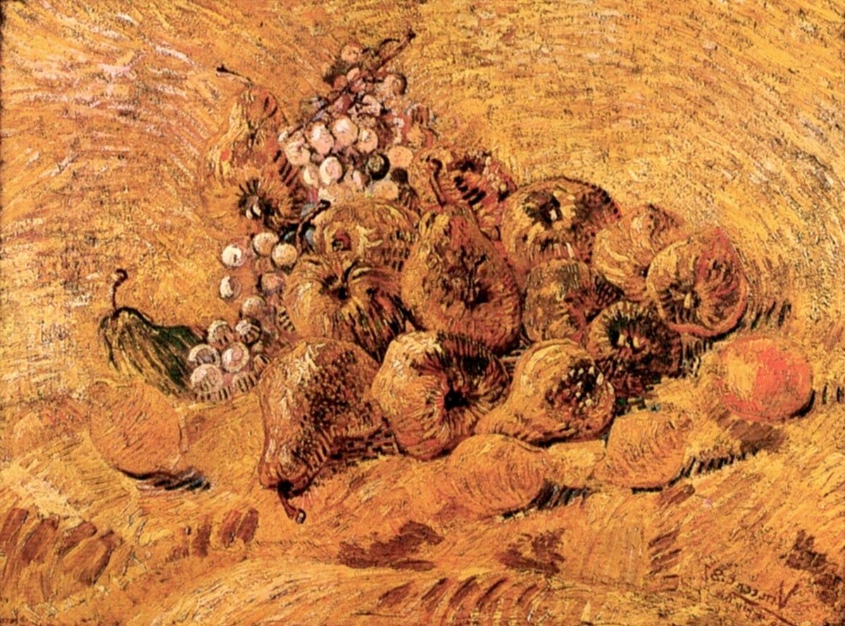 vangoghartist's tweet photo. Still Life with Grapes, Pears and Lemons, 1887 https://t.co/mYv6xPvqwm