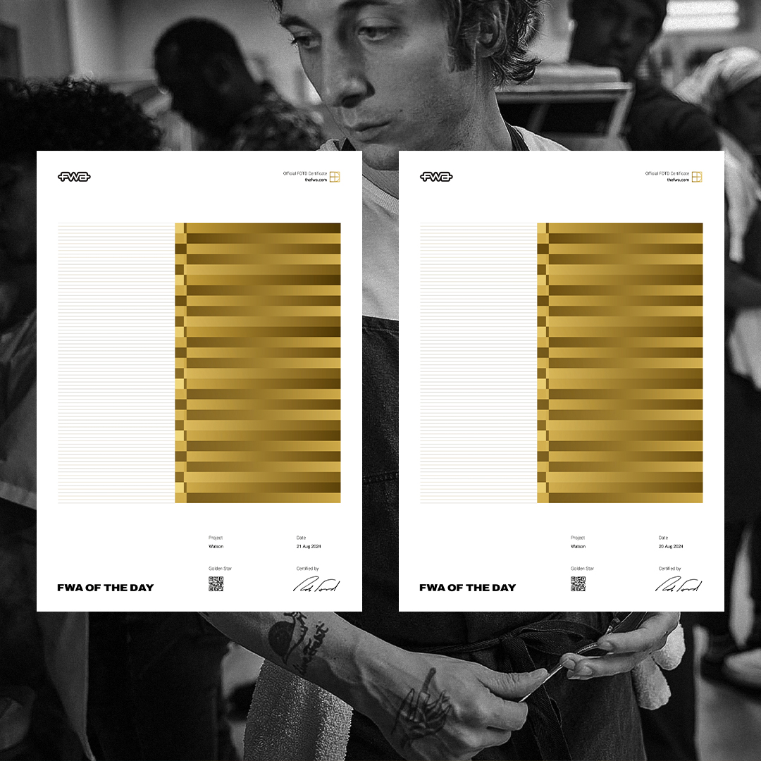 Glad to win 2 Sites of the Day in a row on <a href="/fwa/">FWA 🏅</a> with the new <a href="/watsondg/">Watson Design Group</a> website.

→ watson.la