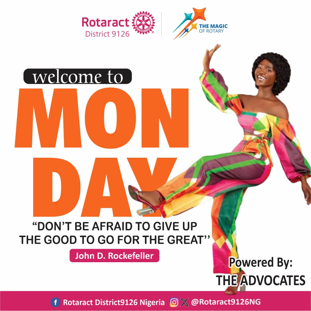 Rotaract9126NG's tweet image. MONDAY NUGGET 😍

&quot;Don&apos;t be afraid to give up the good to go for the great&quot;

This is a powerful reminder that sometimes we need to let go of what&apos;s comfortable or satisfactory to pursue something better or more fulfilling.