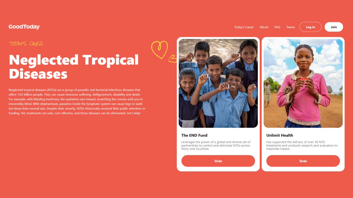 unlimit_health's tweet photo. A big thank you to @GoodToday for highlighting #NTDs yesterday and giving users the chance to donate to our work! We're very grateful for the support and the effort to bring attention to NTDs. 🙏❤️ #GoodToday #Impact https://t.co/ROPpC7whmw