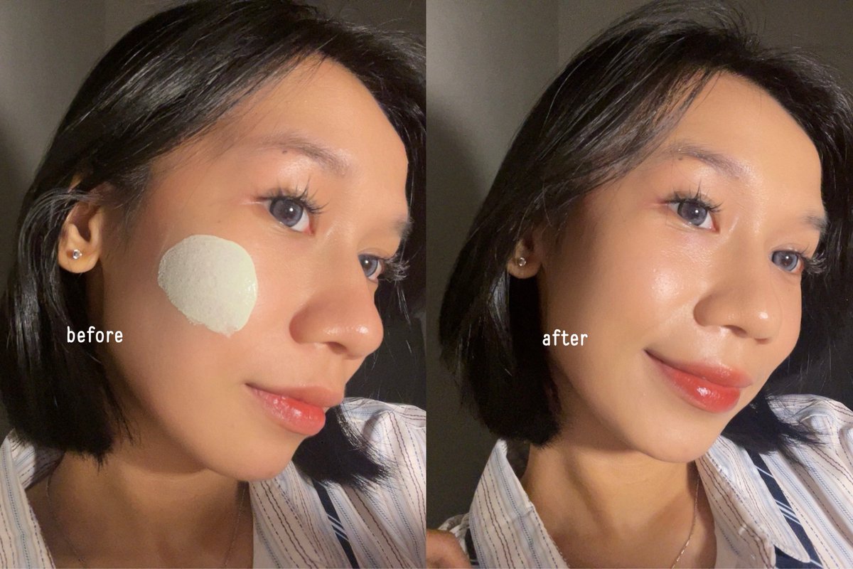 hooplaa_'s tweet photo. awalnya ini suncreen warnanya ijo… tp pas di blend kok malah berubah nyatu sama warna kulit…

kok malah bagus, glowink😭😭 fix gw bakal pede sih keluar rumah pake ss ini doang https://t.co/mwdXn3Vkoy
