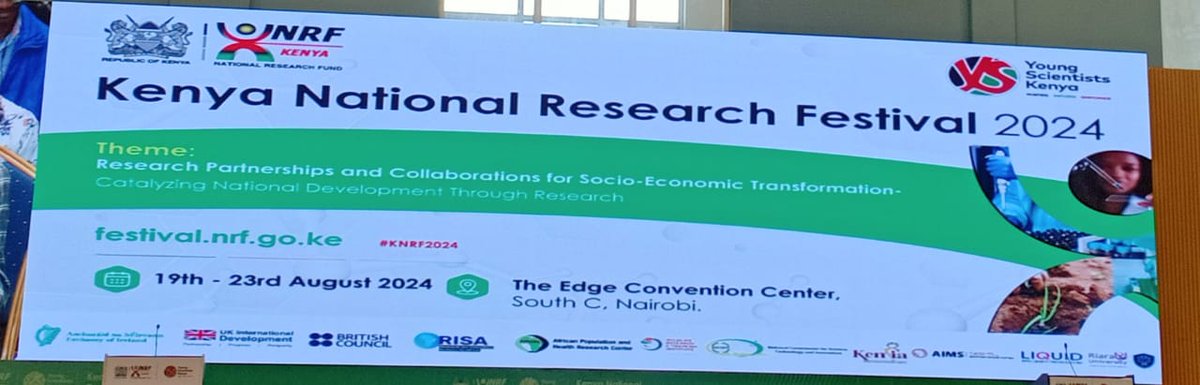 Kenya National Research Festival 2024.
Theme: Catalysing National  Development Through Research.
Research provides answers to various phenomena and aims for sustainability of all mankind and wildlife.
#KNRF2024
#YSK2024