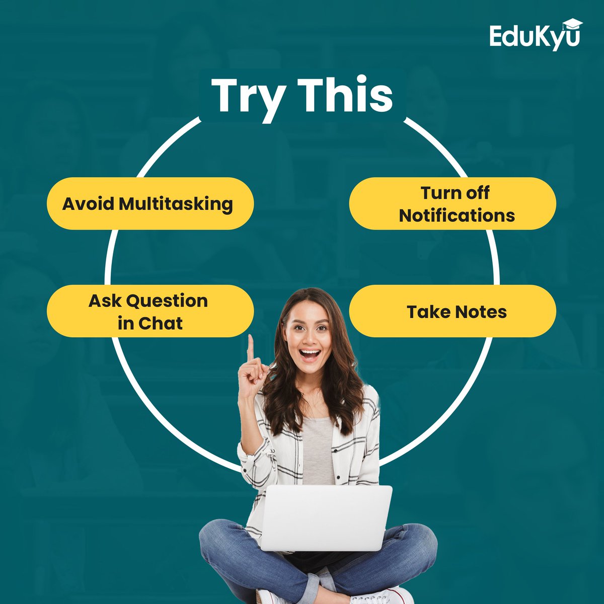 EduKyuPvtLtd's tweet photo. Tired of zoning out during online lectures? 😴 These four easy tips can help you stay focused and make the most of your learning time. Swipe right to find out more!

#EduKyu #Kyukibadhnajarurihai #OnlineClasses #OnlineLearningTips #onlinelectures #StayFocused https://t.co/6ZCFHBBFWa