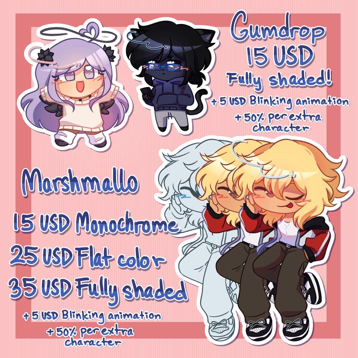 lychiikoz's tweet photo. 🌸Reshares much appreciated !!
OPENING MY CHIBI C0MMS !! Taking 10 slots for now, please comment to receive a DM from me or fill out this form to order! https://t.co/vQ2ws82GWq
Detailed TOS also listed in the forms, please reach out to me if you have any questions ! https://t.co/NIxGnVYKxZ