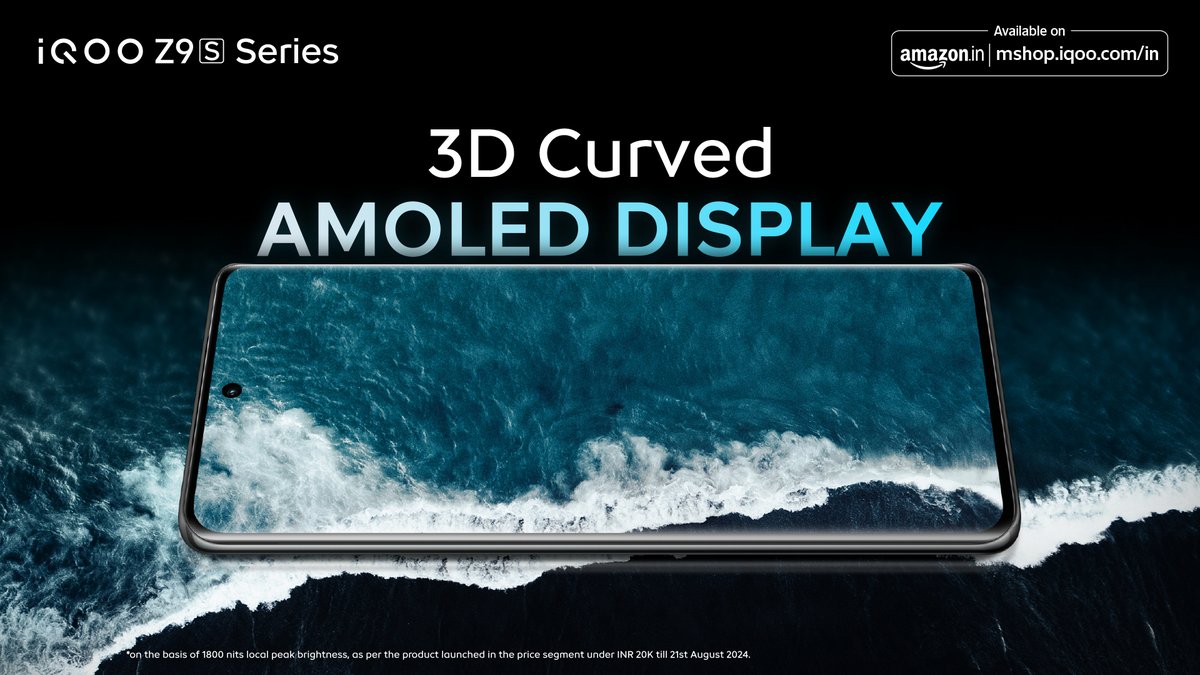 Elevate your cinematic journey with the 17.206 cm (6.77″) 3D AMOLED curved display of #iQOOZ9sSeries. 

Know More - amzn.to/3AF13jN
Watch Now - bit.ly/4g2K5we

#AmazonSpecials #iQOO #FullyLoadedForMEGAtaskers #iQOOZ9sSeries #Z9sSeriesLaunchEvent