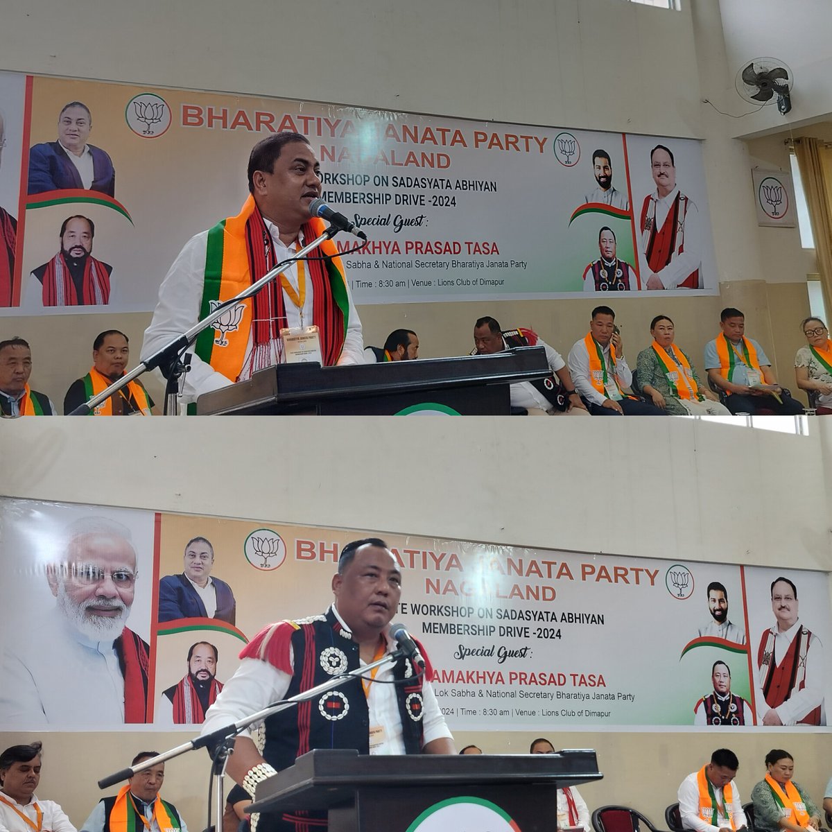 jacob_zhimomi's tweet photo. Addressed the @BJP4Nagaland Workshop on Sadasyata Abhiyan Membership Drive 2024 held at Dimapur today. My gratitude to the Hon'ble MP (LS) Shri @KamakhyaTasa Ji on dwelling into the details and also for sharing @BJP4Assam's success story which can be replicated in Nagaland. 
It goes without saying that as the world's largest political organization, @BJP4India is fuelled by its karyakartas. The visionary and dynamic leadership of Hon'ble PM Shri @narendramodi Ji has also played a most significant role in attracting people from across the country to the BJP, the party with a difference. Under the leadership of State President Shri @YepthomiBen, the state unit is being revitalized and reinvigorated with another massive membership drive being planned. I wish each and every karyakarta the very best. I am optimistic that your endeavours will be a roaring success!
@AmitShah @JPNadda @blsanthosh