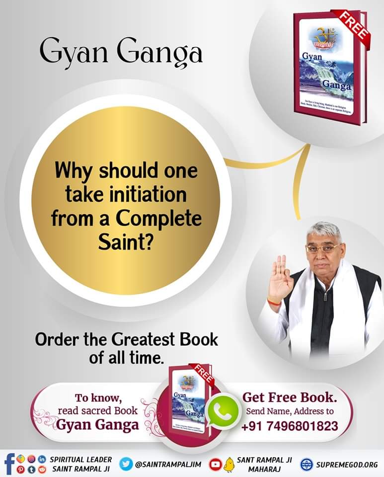 MThakur27417705's tweet photo. #GodMorningWednesday
"GYAN GANGA''
~~~~~~~~~~~~
Why should one take initiation from a Complete Saint?
To know more must read the previous book "Gyan Ganga'' by
Sant Rampal Ji Maharaj 
#wednesdaythought https://t.co/Rfa3sUk46S