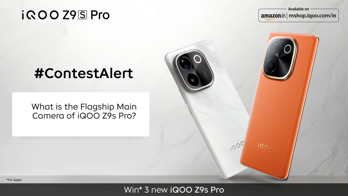 #ContestAlert 📸Can you guess which groundbreaking main camera on the #iQOOZ9sPro 5G? Comment &amp; you might just win a brand new #iQOOZ9sPro 5G!

*T&amp;C Apply - bit.ly/4fN1HMp
Know More - amzn.to/3AF13jN
Watch Now- bit.ly/4g2K5we

#AmazonSpecials #iQOO