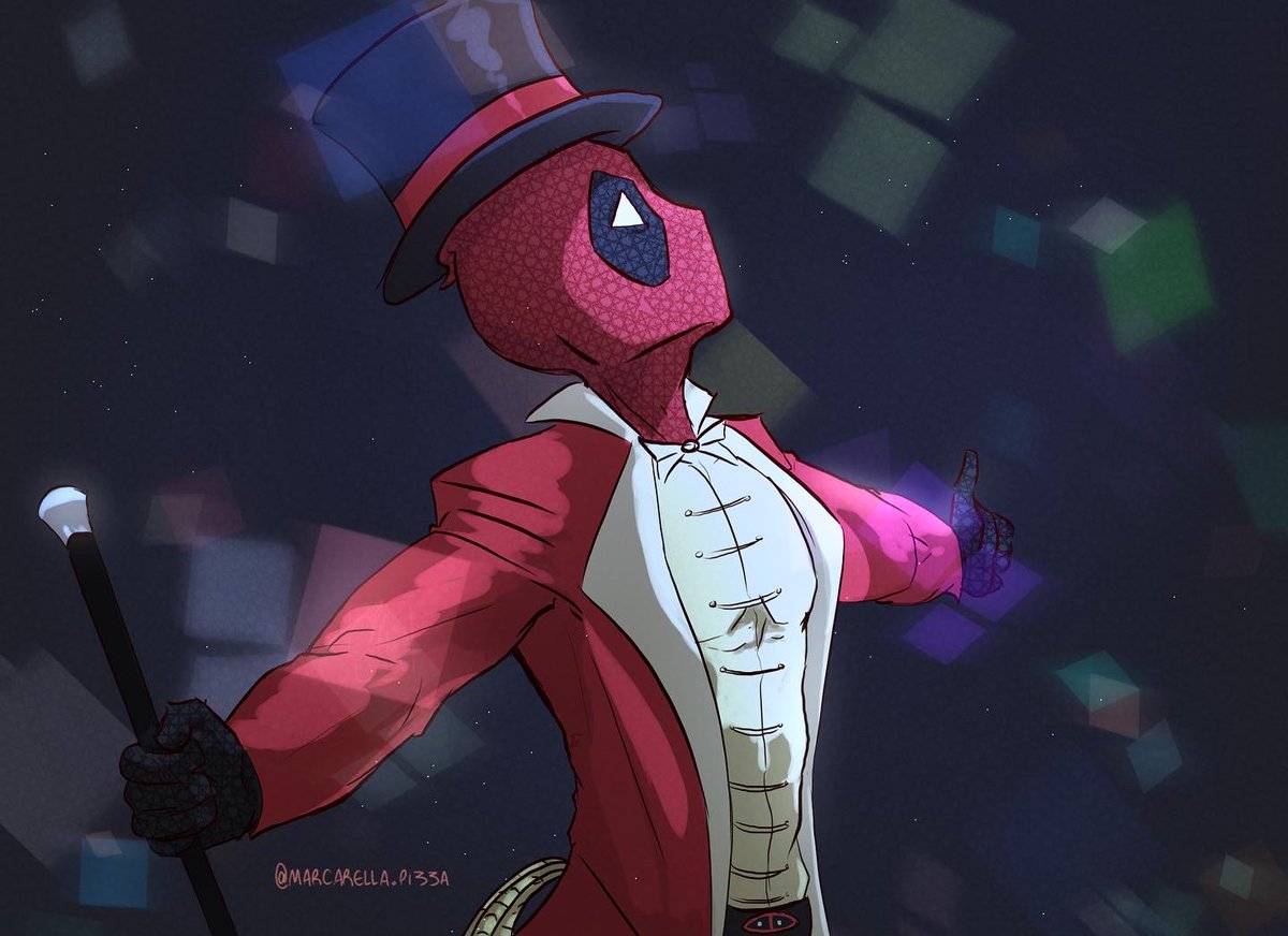 MarcarellaPizza's tweet photo. Did you see #thegreatestshowman #deadpool variant in #DeadpoolandWolverine ? He was so stylish~ (Ft #dogpool doodle) https://t.co/UwY8ymfd5Q