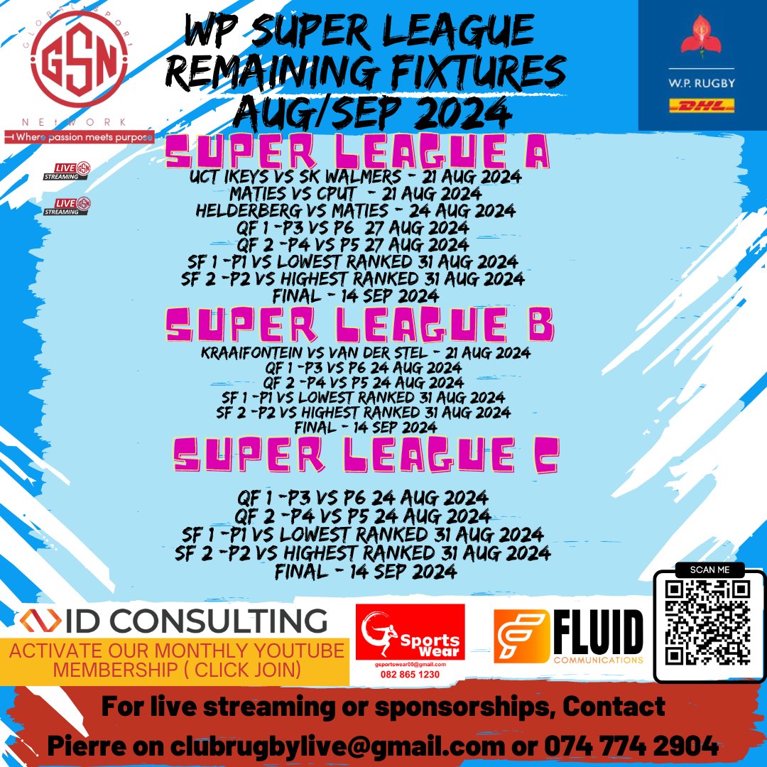GSNGlobalsports's tweet photo. Remaining WP Super league Fixtures for the year!
As its stands. Dates can still change.
#globalsportsnetwork #GSN https://t.co/F8FyKTlwTK