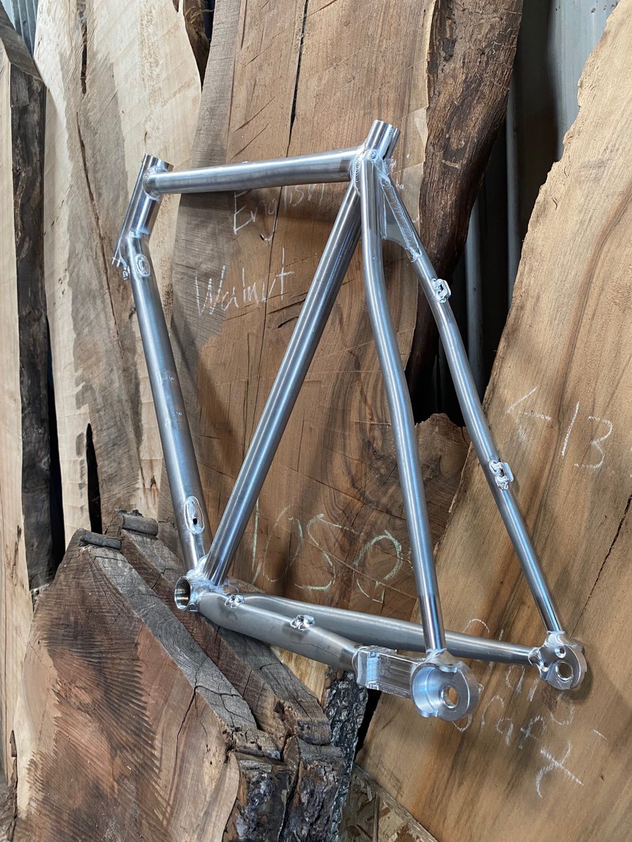 My custom, aluminum cyclocross bike from Paul Sadoff/Rock Lobster Cycles is almost ready! It's going to paint this week, where I've requested Seafoam Green with Purple lettering. 💜 💚 Dream bike build incoming!