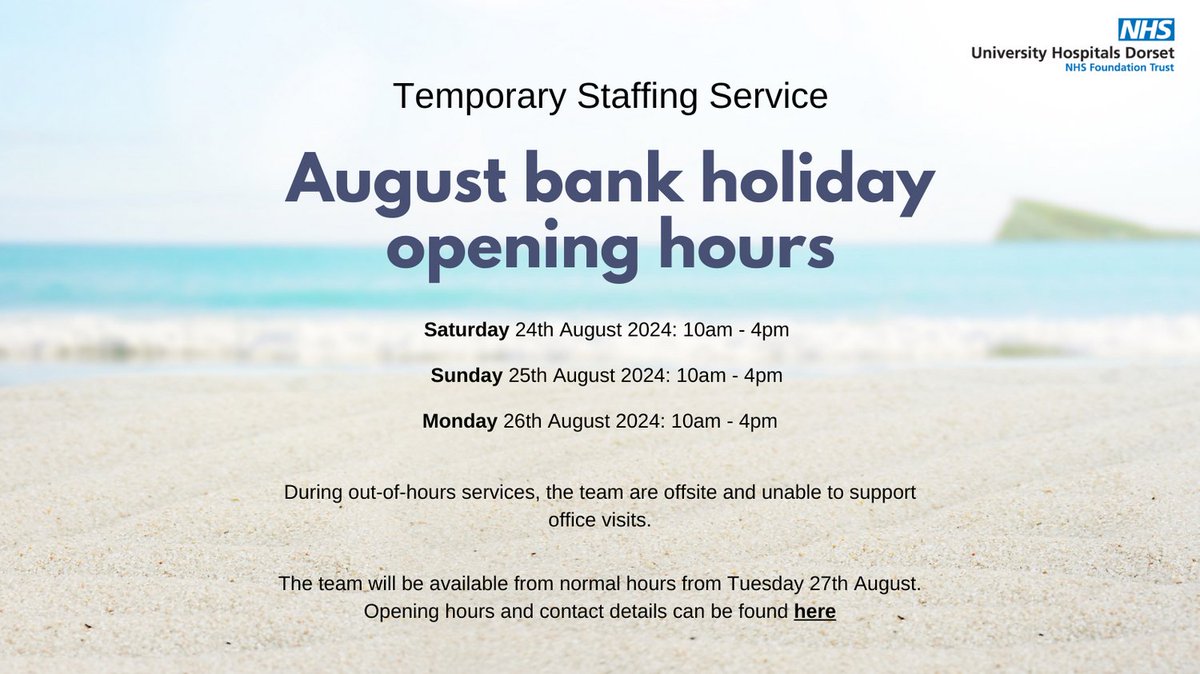 ☀️ Planning for the August Summer Bank Holiday? Here's a heads-up on our opening hours:

📅 August Summer Bank Holiday, Monday, 26th August 2024: 10 am-4 pm

We've got you covered this holiday! Enjoy, and we'll be here for you.  🏥🌟 

#SummerBankHoliday #ProudToBeBank #TeamUHD