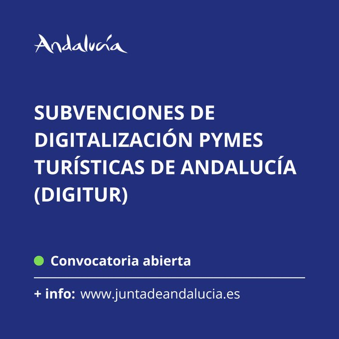 aemprende's tweet photo. RECUERDA
🟦⬛️ Sigue en plazo la 𝗡𝗨𝗘𝗩𝗔 línea de subvenciones #DIGITUR @TurismoAND a la #digitalización de las #pymes turísticas de #Andalucía.
🌐 Para mejorar su competitividad, crecimiento, innovación y expansión internacional.
🗓️ Plazo 02/09
ℹ️ https://t.co/yraizzH3FY https://t.co/GpgFYPzvAr