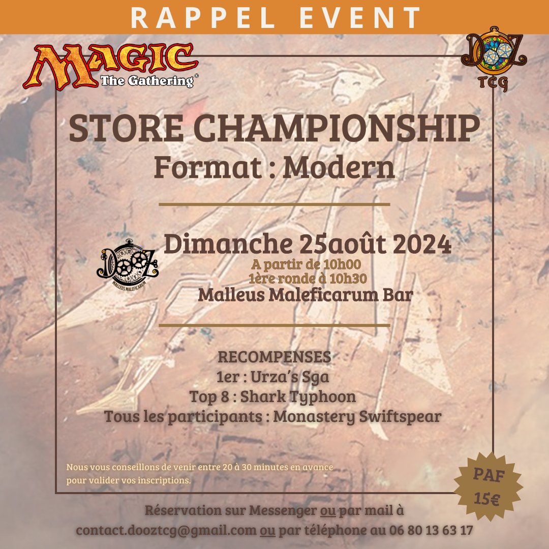 📣RAPPEL 📣

🕰️ C'est ce week-end !

😁 Envie d'y participer ? Inscrivez-vous en nous transmettant votre prénom, nom et adresse mail à contact.dooztcg@gmail.com

🔗 Store Championship : facebook.com/events/3942803…

#dooztcg #mtg #storechampionship #modern #event #strasbourg