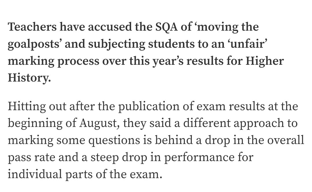 History teachers have hit out at the SQA over an 'unfair' approach to exam marking this year.

Get the full story from <a href="/heraldscotland/">The Herald</a>

heraldscotland.com/news/24531249.…
