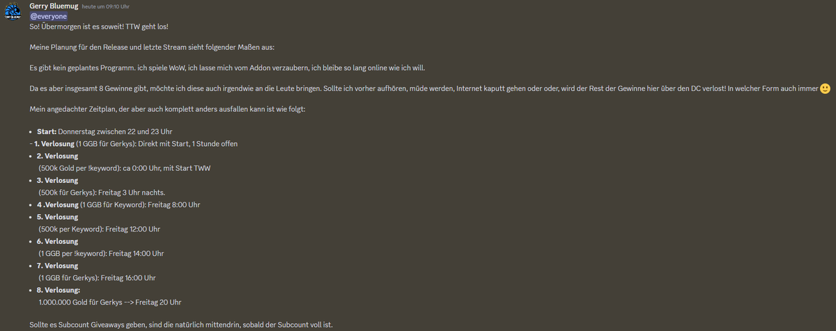 Falls mir hier noch wer mitliest, bin ja eigentlich raus aus dem Laden ^^
Morgen Abend startet mein letzter #Stream. War superschön mit euch allen! Gibt #Gewinne und #giveaways, wer also Lust hat: twitch.tv/GerryBluemug