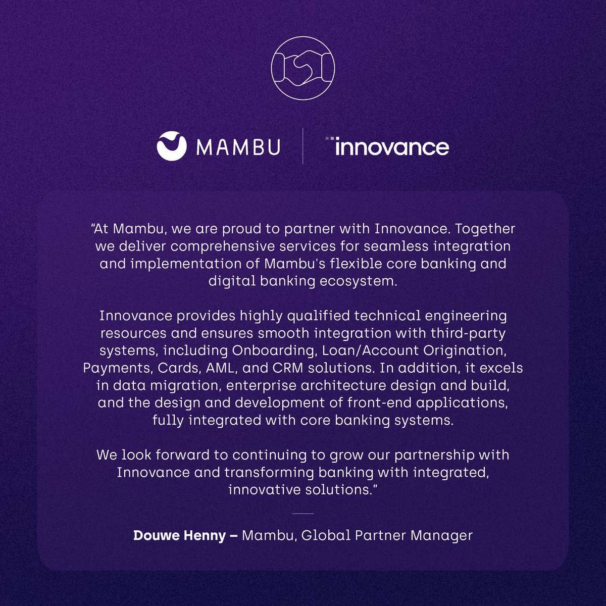 💬 Partner Spotlight: Mambu

We’ thrilled to share our incredible partnership with Mambu, and share the inspiring words from Douwe Henny, Mambu's Global Partnership Manager.

👇 Details 👇
linkedin.com/feed/update/ur…