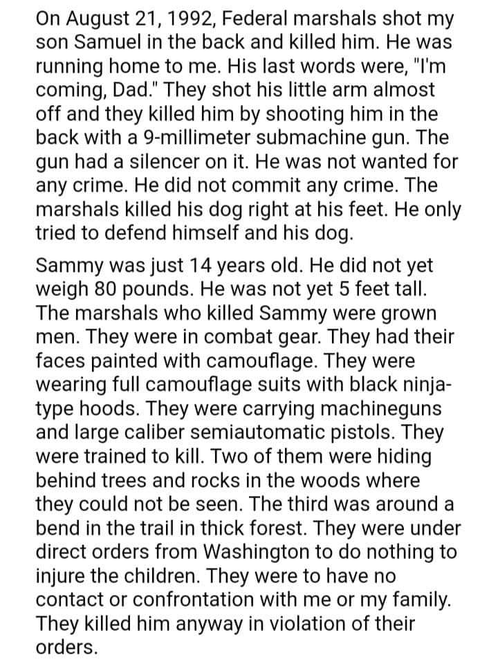 Free_Northwest's tweet photo. Randy Weaver's testimony during the #RubyRidge Senate hearing in 1995... 

https://t.co/Z734S6wDcE https://t.co/EQti5xmVwD