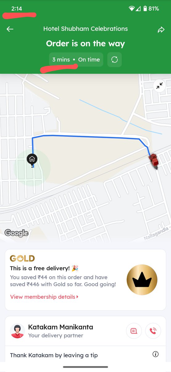 _iamrithwik's tweet photo. This is how @zomato is delivering the orders in promised time 😂 I don't know what algorithm they are using, they might have 80 to 100 seconds in their clocks.
#zomatodeliveryscam #zomatoscam #zomato 
@deepigoyal @pankajchaddah do you have an explanation for this? https://t.co/zUHtSVNsQB
