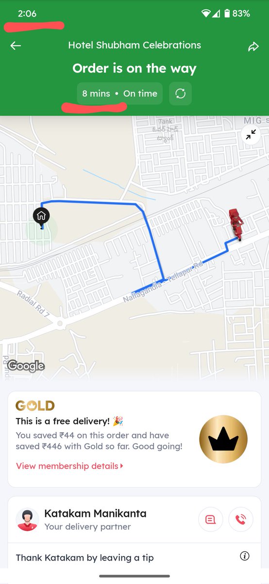 _iamrithwik's tweet photo. This is how @zomato is delivering the orders in promised time 😂 I don't know what algorithm they are using, they might have 80 to 100 seconds in their clocks.
#zomatodeliveryscam #zomatoscam #zomato 
@deepigoyal @pankajchaddah do you have an explanation for this? https://t.co/zUHtSVNsQB