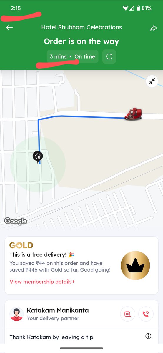 _iamrithwik's tweet photo. This is how @zomato is delivering the orders in promised time 😂 I don't know what algorithm they are using, they might have 80 to 100 seconds in their clocks.
#zomatodeliveryscam #zomatoscam #zomato 
@deepigoyal @pankajchaddah do you have an explanation for this? https://t.co/zUHtSVNsQB