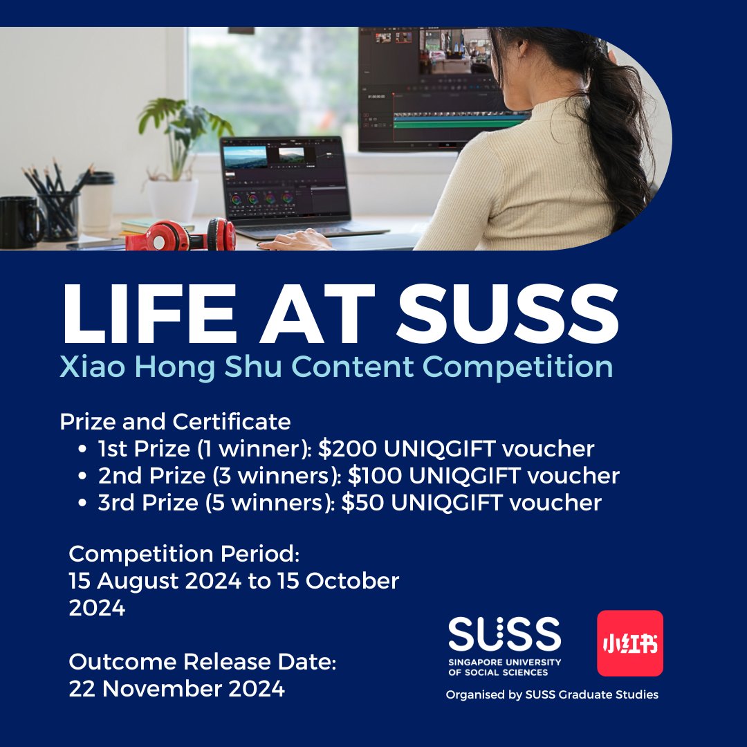 #SUSSExperience: 📷 We are thrilled to announce the Life at SUSS Competition from 15 August to 15 October! Whether it’s your study moments, favourite campus spots or vibrant school events, we want to see how you experience SUSS. Join now: suss.to/3YMauIp