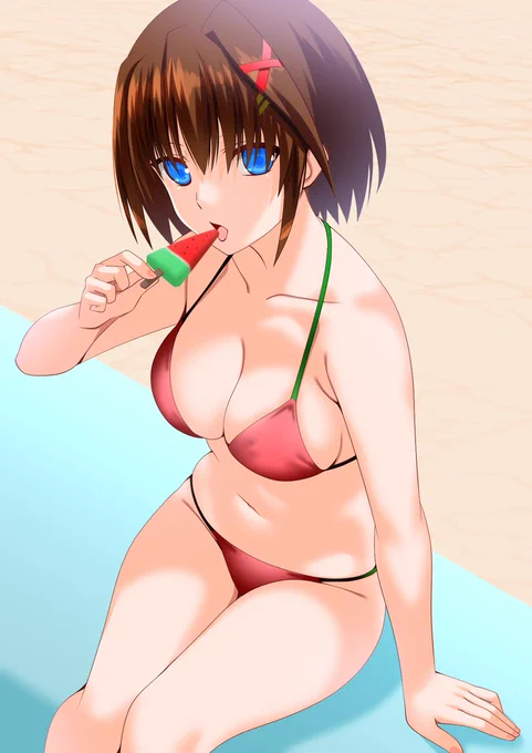 夏を満喫しているはやてさん(ビキニの姿)#リリカルスイカバー2024 