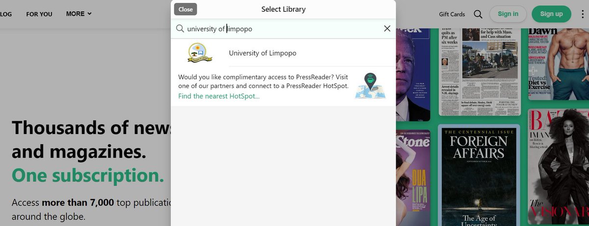 Just a reminder that all <a href="/ULvarsity/">University of Limpopo</a> Students and Staff have access to <a href="/PressReader/">PressReader</a> containing exact digital replica's of 7500+ digital publications on their device of choice both on and off campus! Quality, curated, ad-free and contactless premium content at your fingertips!