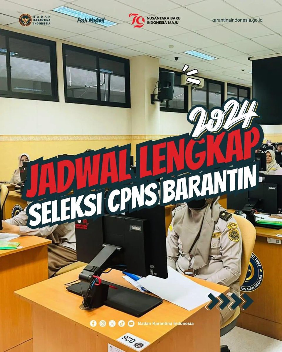 KarantinaSHT's tweet photo. Jangan Kelewat! Berikut Jadwal Lengkap Seleksi CPNS Barantin 2024

#karantina #cpns #casn #pengumuman #penerimaan #pegawai #SeleksiCPNS2024 https://t.co/lx5gDmkwUc