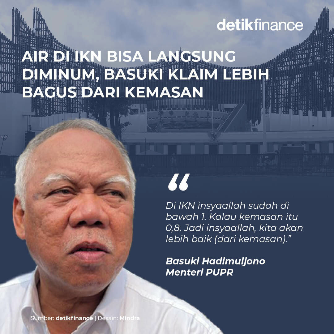 detikfinance's tweet photo. Menteri PUPR Basuki Hadimuljono mengatakan, tingkat kekeruhan air atau Nephelometric Turbidity Unit (NTU) di IKN sudah jauh di bawah angka 1.
>> https://t.co/w7O0UNkiLo
#IKN #AirMinumIKN #kualitasairdiikn #basuki #detikfinance https://t.co/2gEJc6E4aK
