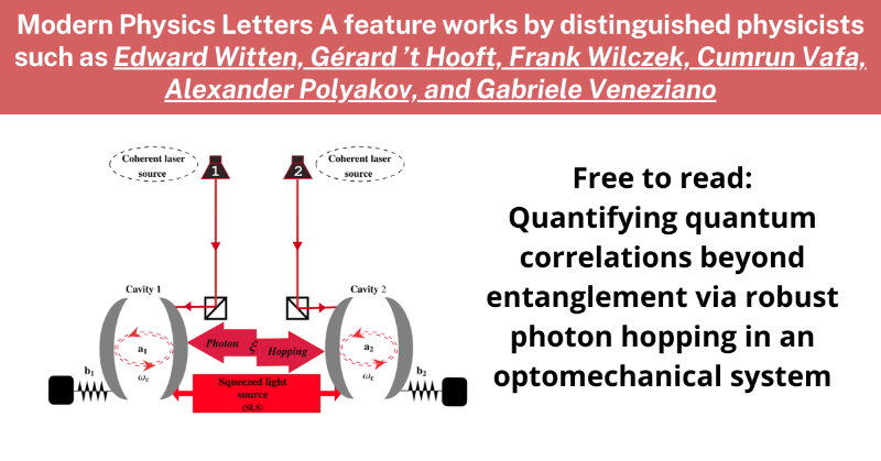 worldscientific's tweet photo. This paper proposes a model to analyze and quantify #quantumcorrelations, beyond entanglement, between two macroscopic #mechanicalresonators in #optomechanicalsystems.