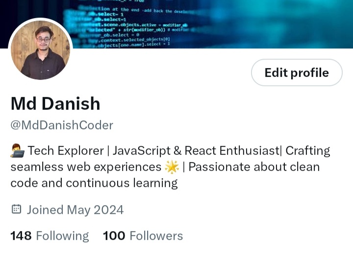 🎉 Just hit 100 followers! Thanks for the support, everyone. 🚀 Grateful for this milestone and excited for what’s next! 🙌 #100Followers #Milestone #Gratitude