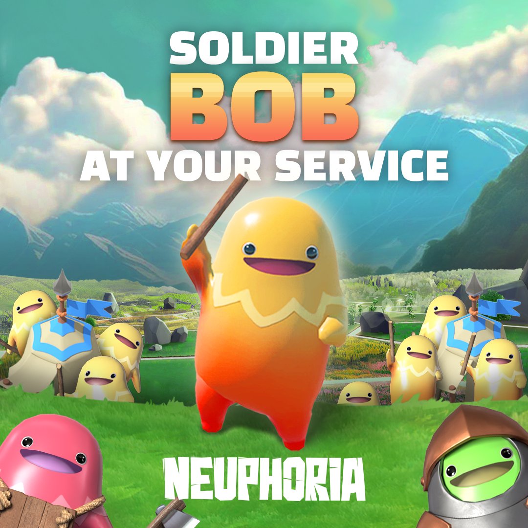 playneuphoria's tweet photo. #HelloBob👋
Tag and Reply to our cute soldier!
Neuphoria Mobile Game coming to Global🔜

Bob is a soldier unit that will help characters in the epic battle of Neuphoria🔥

JOIN US and be part of the Bob Gang!
https://t.co/cs5idZ8CQE
https://t.co/m45Cj8o1Jp

#Neuphoria #PlayToEarn #Crypto #Telegram #Airdrop #GamifiedStaking #ComingSoon