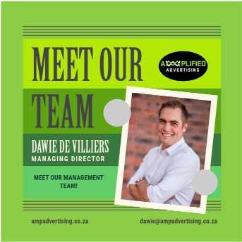 AmplifiedCreate's tweet photo. Dawie de Villiers our Managing Director. Dawie has been the owner of Amplified Advertising for more than 6 years. 
Before opening his agency in 2018, Dawie acted as an account manager on various brands in South Africa. 
https://t.co/4kguqBn0QD
#MeetTheTeam #AgencyLife#Advertising https://t.co/OCqkcFYio8