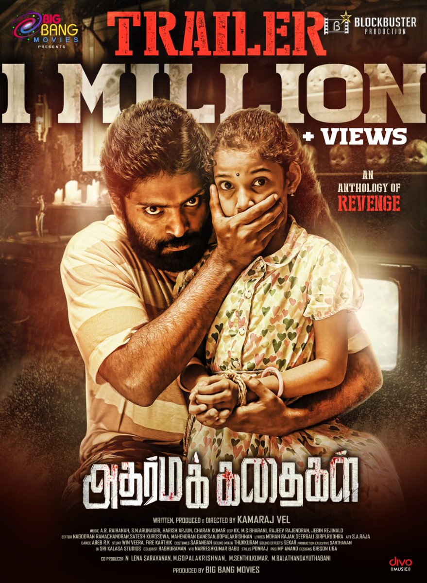 Munish_2025's tweet photo. #AdharmaKadhaigal Trailer reaches 1 Million Views
Trailer Link : https://t.co/G0YcGxMCAJ
Written, Produced & Dir by @kamarajvel15
Music by @raihanah_shekar
@act_vetri #valavan @Ammu_Abhirami @ssakshiagarwal @dhivya_dhurai @SRI_DEV_16 @MPAnand_PRO @promoteCinema @munish_2025 https://t.co/Mm3YwNJ8kq
