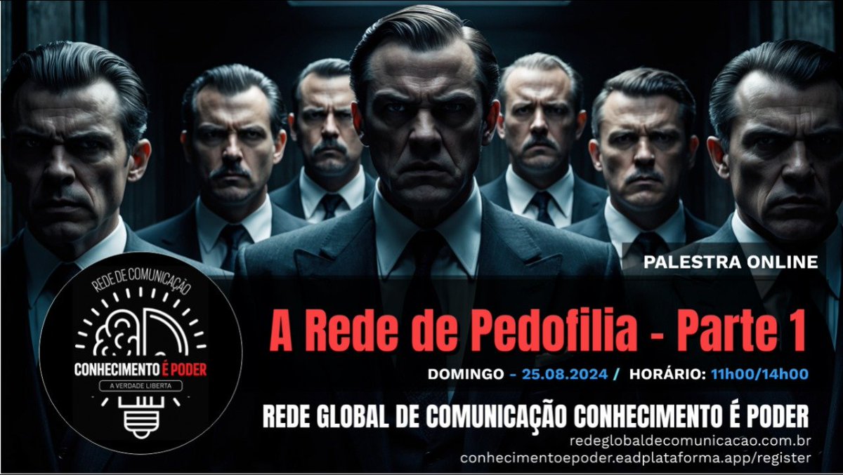 emilicell's tweet photo. PALESTRA ONLINE
DIA 25.08.2024 HORÁRIO - 11h00 - 14h00
VALOR - R$ 25,00*

TEMA:"A REDE DE PEDOFILIA" - PARTE 1 -

INGRESSOS:
PIX - 108.489.458-08 (CPF)
EDSON A SOUZA
NUBANK

PAGUE VIA MERCADO PAGO 
https://t.co/P1NjEnUD4C

PAGUE VIA PAGUE SEGURO 
https://t.co/mEN7DvFm7Q https://t.co/gGBD3E8t6h