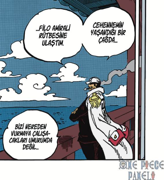 onepiecepaneli's tweet photo. “Cehennemin yaşandığı bir çağda, filo amirali rütbesine ulaştım. Bizi nereden vurmaya çalışacakları umurumda değil… Her noktadan ateşe ateşle karşılık vereceğiz!!

#ONEPIECE #ONEPIECE1054 

Panel ve Çeviri: @tortugaceviri &amp; @sadscans https://t.co/RgYxJk9FJK