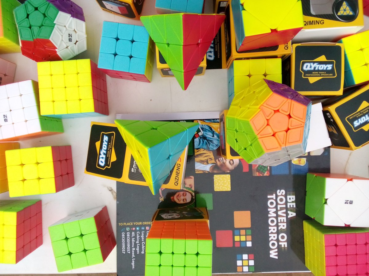 CubingLagos's tweet photo. Unleash the geek in you, exercise your problem-solving skills, &amp; build your mind with a speed cube! 🧠

Prices below:
₦4.2k -3 x 3 
₦6k - 4 x 4 
₦6.5 - 5 x 5  
₦5.7 - Megaminx  
₦5.7 - Pyraminx 
₦3k - 2 x 2

Same-hour delivery within Lagos. Next-day delivery outside Lagos. https://t.co/Yk1MPRMKUG