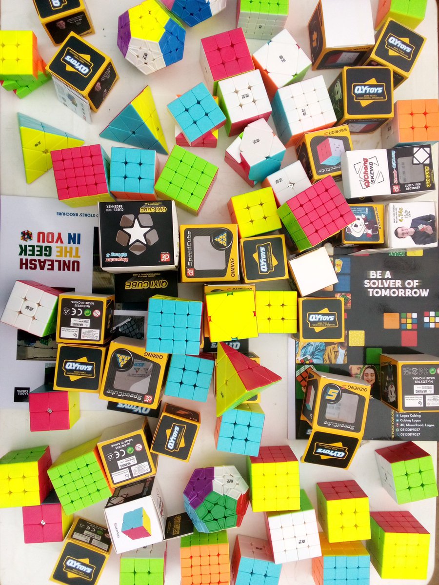 CubingLagos's tweet photo. Unleash the geek in you, exercise your problem-solving skills, &amp; build your mind with a speed cube! 🧠

Prices below:
₦4.2k -3 x 3 
₦6k - 4 x 4 
₦6.5 - 5 x 5  
₦5.7 - Megaminx  
₦5.7 - Pyraminx 
₦3k - 2 x 2

Same-hour delivery within Lagos. Next-day delivery outside Lagos. https://t.co/Yk1MPRMKUG