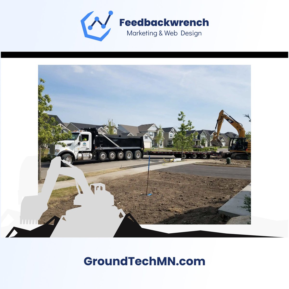 Feedbackwrench's tweet photo. Check out this website, design, marketing & SEO for Ground Tech MN - https://t.co/xVhRbn1uuz #excavationcontractor #sewerrepair and #septicrepair If you need a website, or you're looking to dominate your industry and region, book a consultation with #Feedbackwrench! #construction https://t.co/BWAtOlpyPU