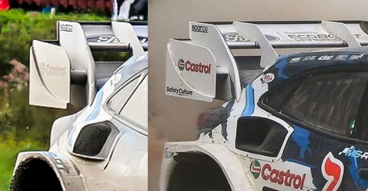 llluis555's tweet photo. ...as the new air intake (pictured right, by Alexandre Bégot) causes less disturbance to the air flowing into the rear wing, which is more efficient in generating downforce, while hybrid cooling should not be affected (2/2) #WRClive #WRCliveES #WRCjp #MSPORTERS https://t.co/XhKr8vDliT
