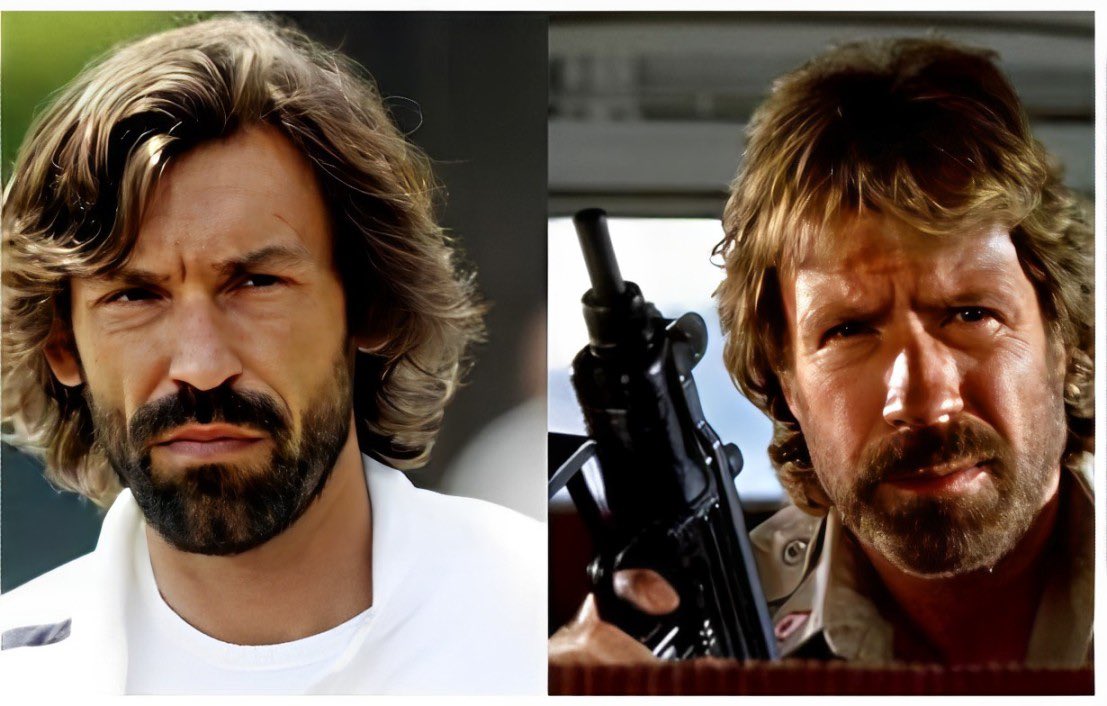 UTDKobi's tweet photo. Andrea Pirlo and Chuck Norris https://t.co/1F57bLZDgJ