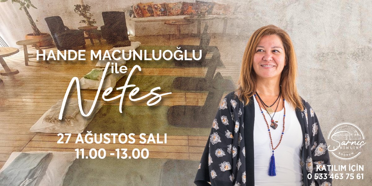 Seni seninle buluşmaya bekliyoruz…
Hande Macunluoğlu
Detaylar:
📅 Tarih: 27 Ağustos- Salı
⏱️11:00- 13:00
📍 Yer: Yaka Sarnıcı, Ortakent - Yalıkavak Yolu
📲+90 533 463 75 61
#bodrum
#sarnıç
#sarnıçtaetkinlik
#nefes
#nefeskoçluğu